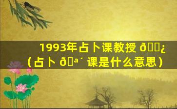 1993年占卜课教授 🌿 （占卜 🪴 课是什么意思）